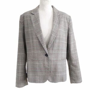 Zara BLACK WHITE RED PLAID NOTCHED LAPEL SINGLE BUTTON BLAZER JACKET